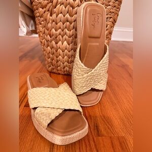 Natural Woven Slide Sandals